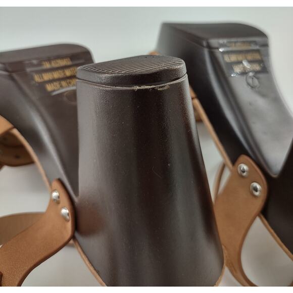 C Comfort Womens Sandals size 7M Brown Studded Open Toe Chunky Heel Ankle Strap - Picture 4 of 9